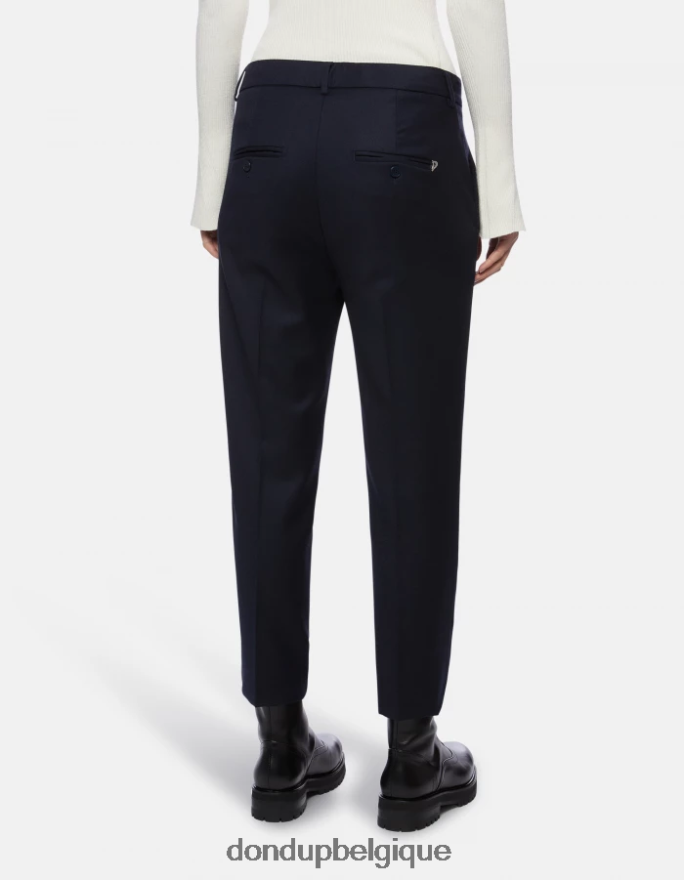 femmes vêtements DONDUP bleu marine pantalon ample en flanelle nima 8826D0222