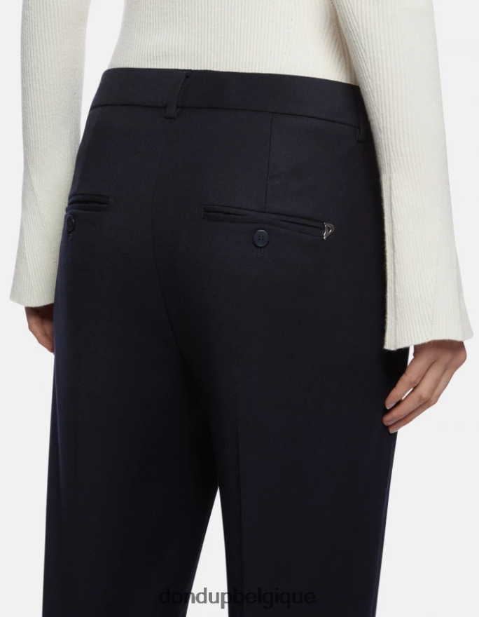 femmes vêtements DONDUP bleu marine pantalon ample en flanelle nima 8826D0222