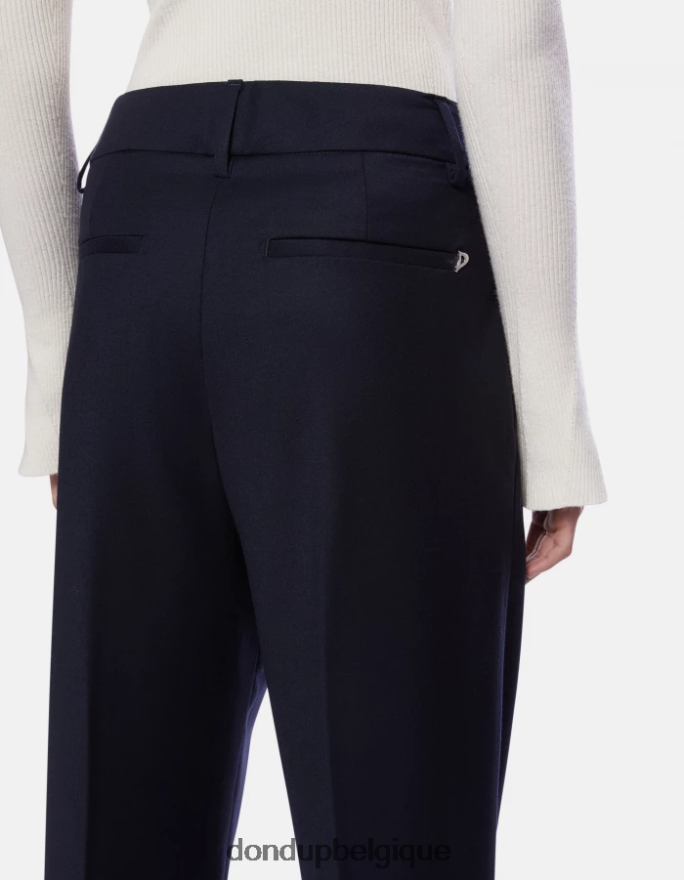 femmes vêtements DONDUP bleu marine pantalon ample en flanelle sheryl 8826D0169