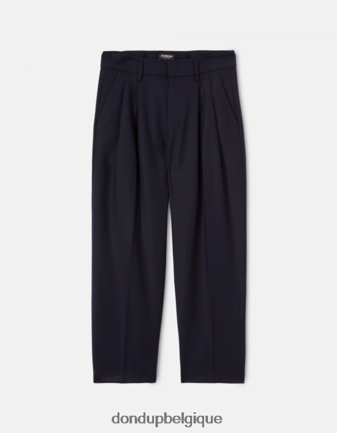 femmes vêtements DONDUP bleu marine pantalon ample en flanelle sheryl 8826D0169