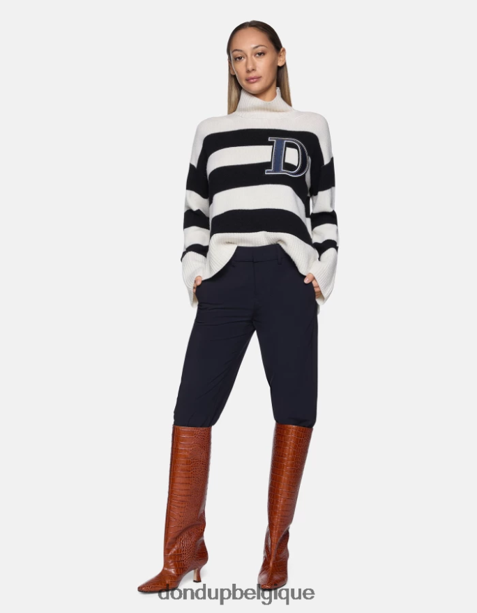 femmes vêtements DONDUP bleu marine pantalon ample en laine 30 pouces meli 8826D0241