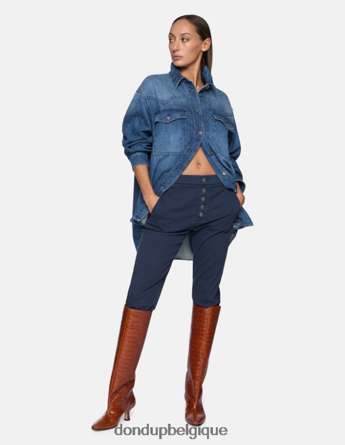 femmes vêtements DONDUP bleu marine pantalon ample en tricotine nima 8826D0233