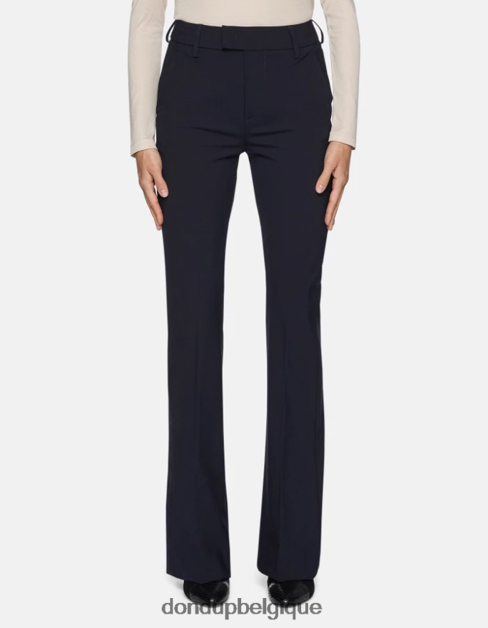 femmes vêtements DONDUP bleu marine pantalon bootcut en laine tina 8826D0192