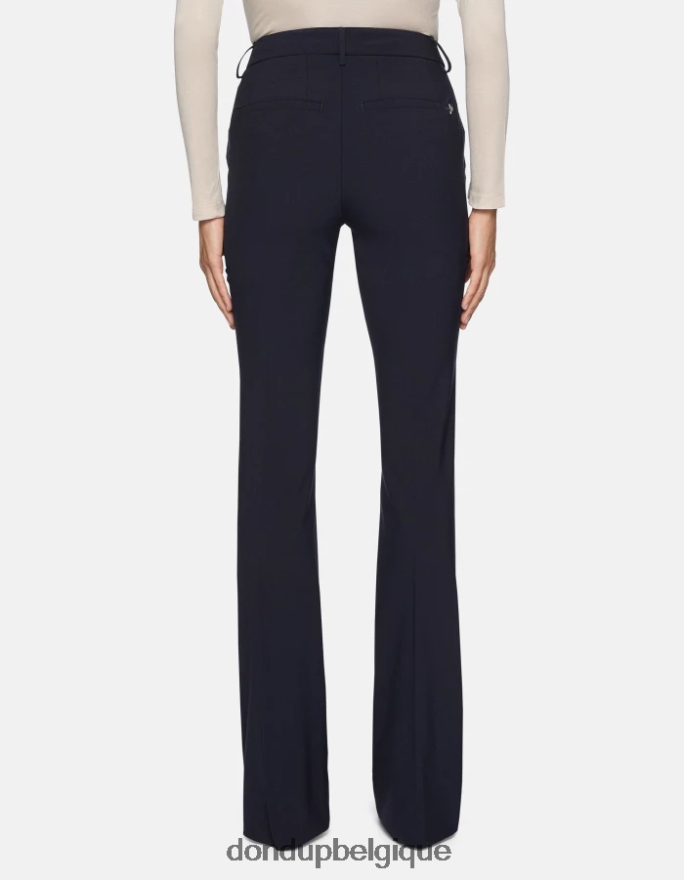 femmes vêtements DONDUP bleu marine pantalon bootcut en laine tina 8826D0192