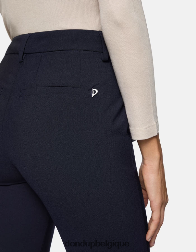 femmes vêtements DONDUP bleu marine pantalon bootcut en laine tina 8826D0192