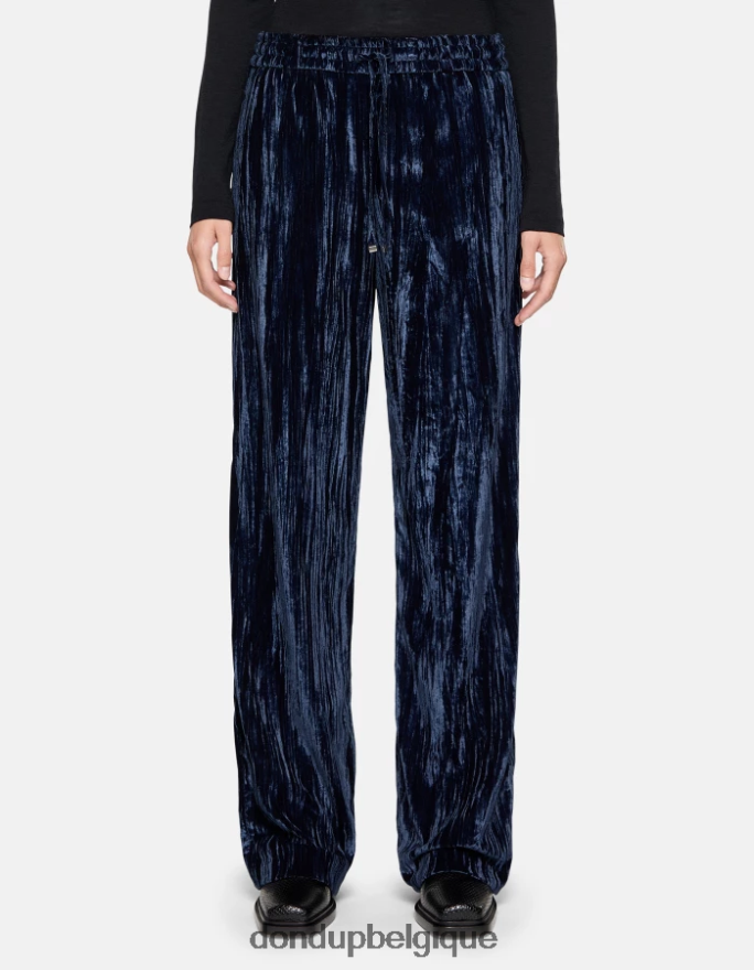 femmes vêtements DONDUP bleu marine pantalon de jogging en velours marisol 8826D0148