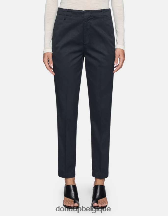 femmes vêtements DONDUP bleu marine pantalon en coton coupe carotte janis 8826D0128