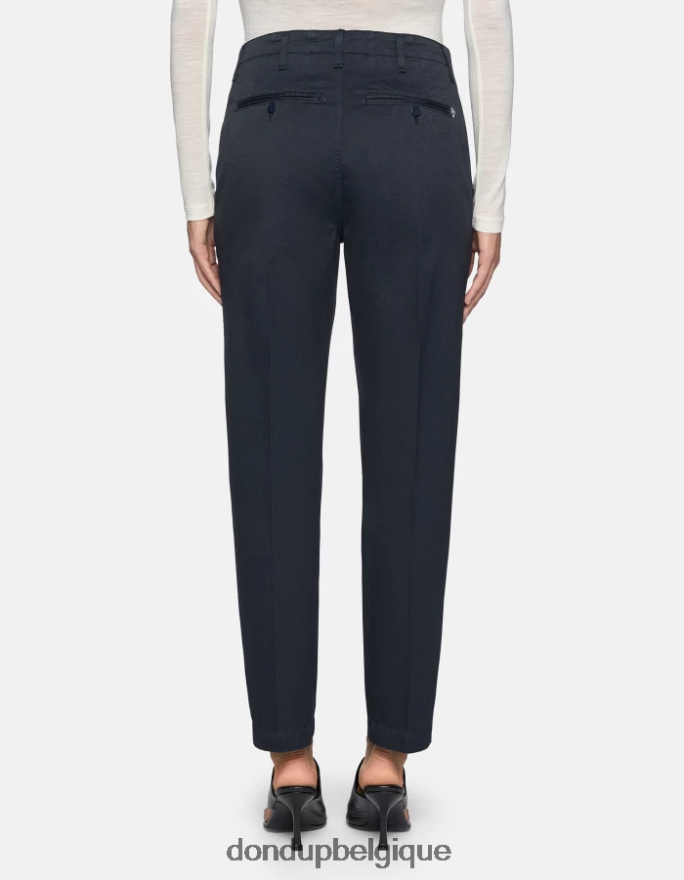femmes vêtements DONDUP bleu marine pantalon en coton coupe carotte janis 8826D0128