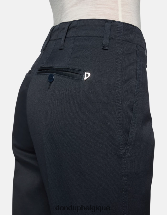 femmes vêtements DONDUP bleu marine pantalon en coton coupe carotte janis 8826D0128