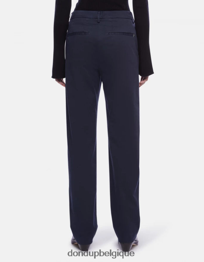 femmes vêtements DONDUP bleu marine pantalon en satin coupe classique Patty 8826D0203
