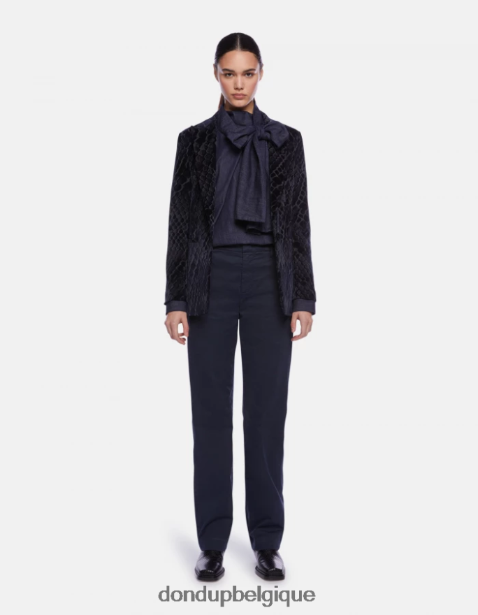 femmes vêtements DONDUP bleu marine pantalon en satin coupe classique Patty 8826D0203