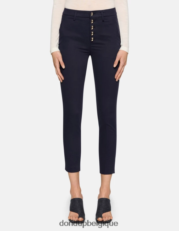 femmes vêtements DONDUP bleu marine pantalon slim en coton Carmen 8826D0208