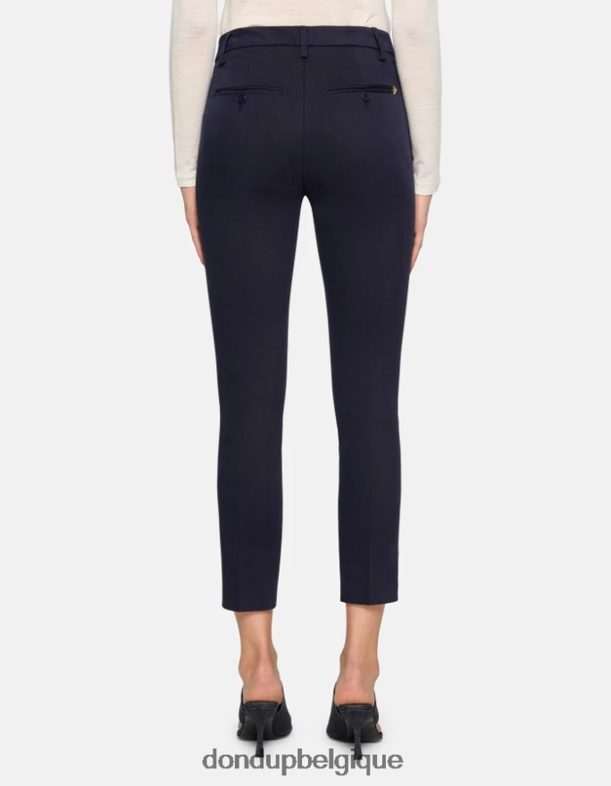 femmes vêtements DONDUP bleu marine pantalon slim en coton Carmen 8826D0208