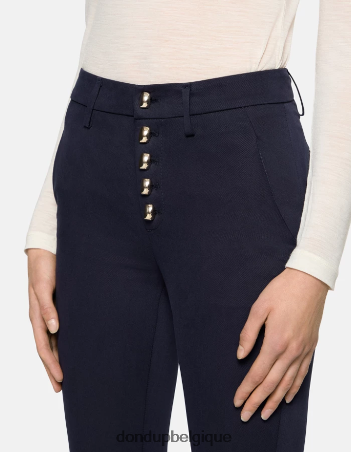 femmes vêtements DONDUP bleu marine pantalon slim en coton Carmen 8826D0208