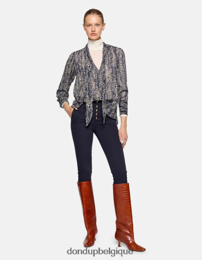 femmes vêtements DONDUP bleu marine pantalon slim en coton Carmen 8826D0208