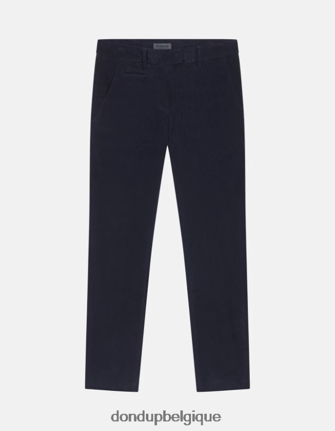 femmes vêtements DONDUP bleu marine pantalon slim en velours parfait 8826D0156
