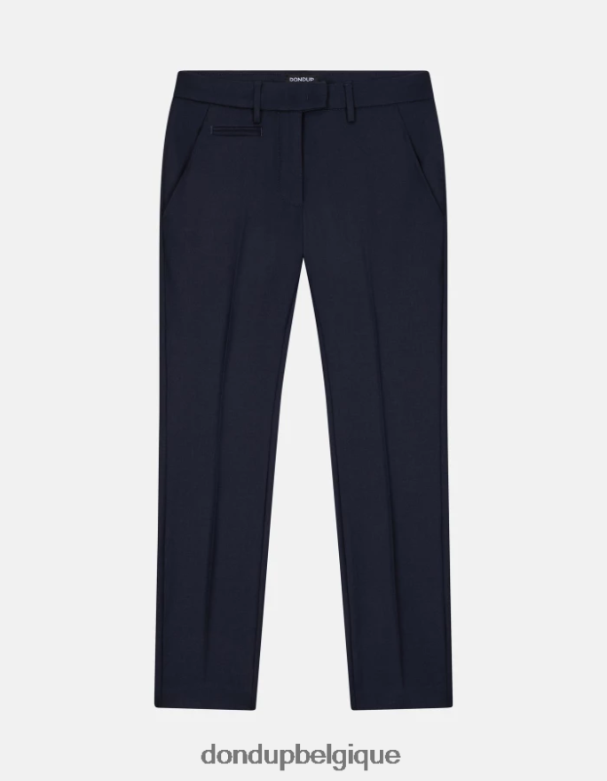 femmes vêtements DONDUP bleu marine pantalon slim fit en flanelle 8826D0229