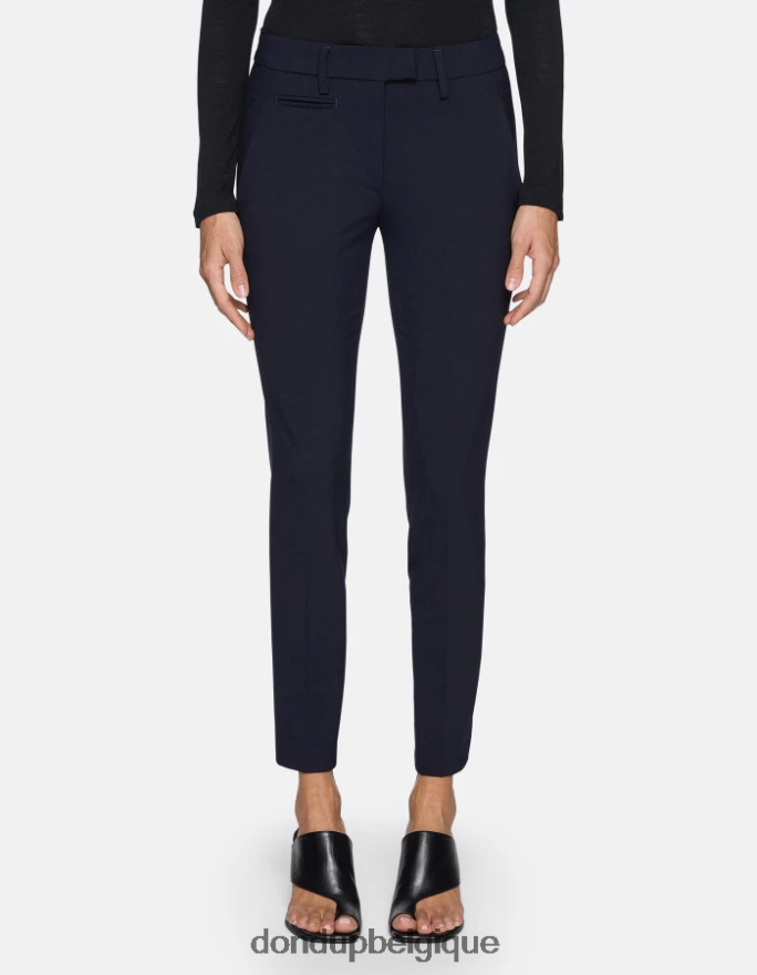 femmes vêtements DONDUP bleu marine pantalon slim fit parfait en laine 8826D0183