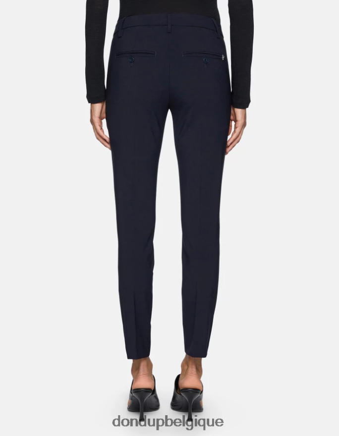 femmes vêtements DONDUP bleu marine pantalon slim fit parfait en laine 8826D0183