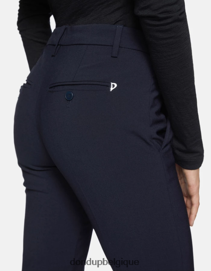 femmes vêtements DONDUP bleu marine pantalon slim fit parfait en laine 8826D0183