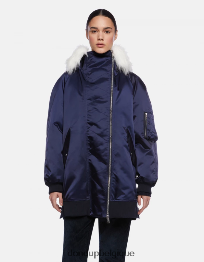femmes vêtements DONDUP bleu marine parka oversize en satin 8826D0349