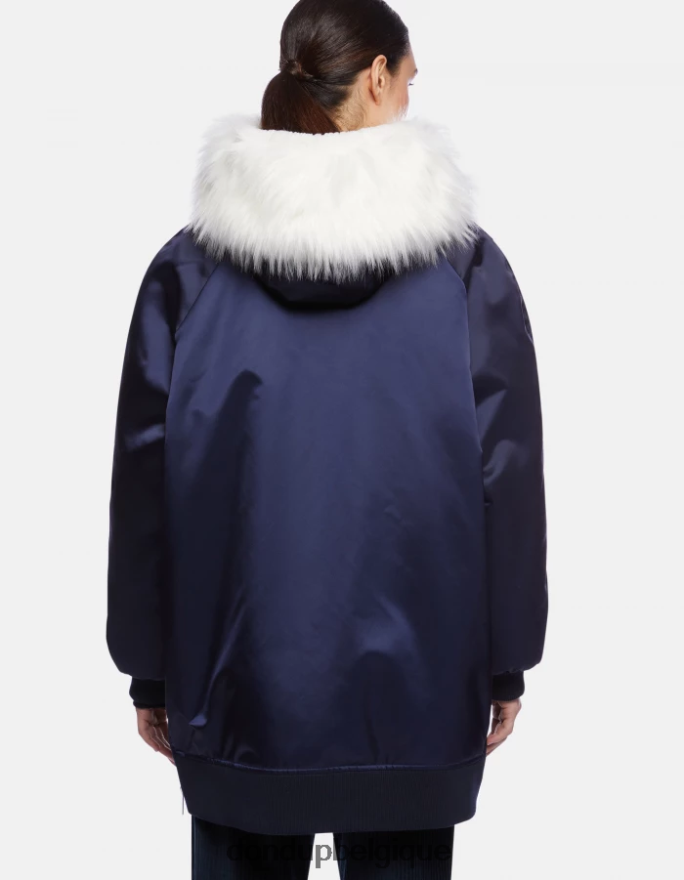 femmes vêtements DONDUP bleu marine parka oversize en satin 8826D0349