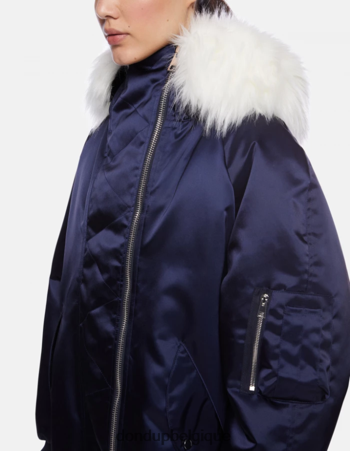 femmes vêtements DONDUP bleu marine parka oversize en satin 8826D0349