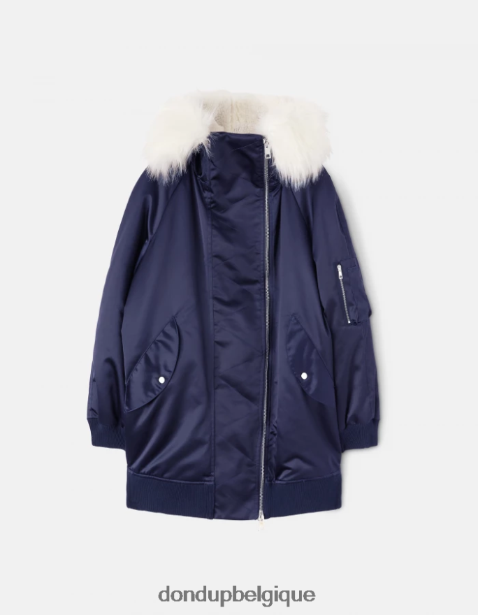 femmes vêtements DONDUP bleu marine parka oversize en satin 8826D0349