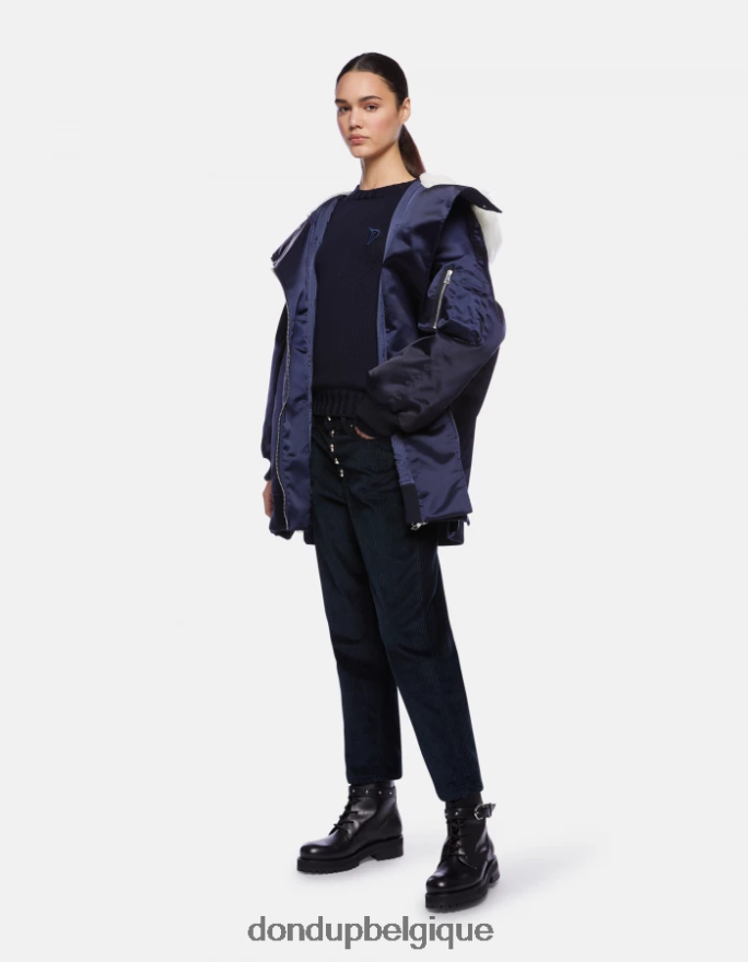 femmes vêtements DONDUP bleu marine parka oversize en satin 8826D0349