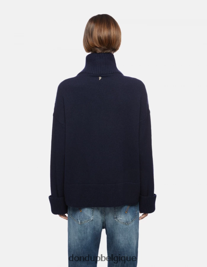femmes vêtements DONDUP bleu marine pull oversize en laine à col polo 8826D0336