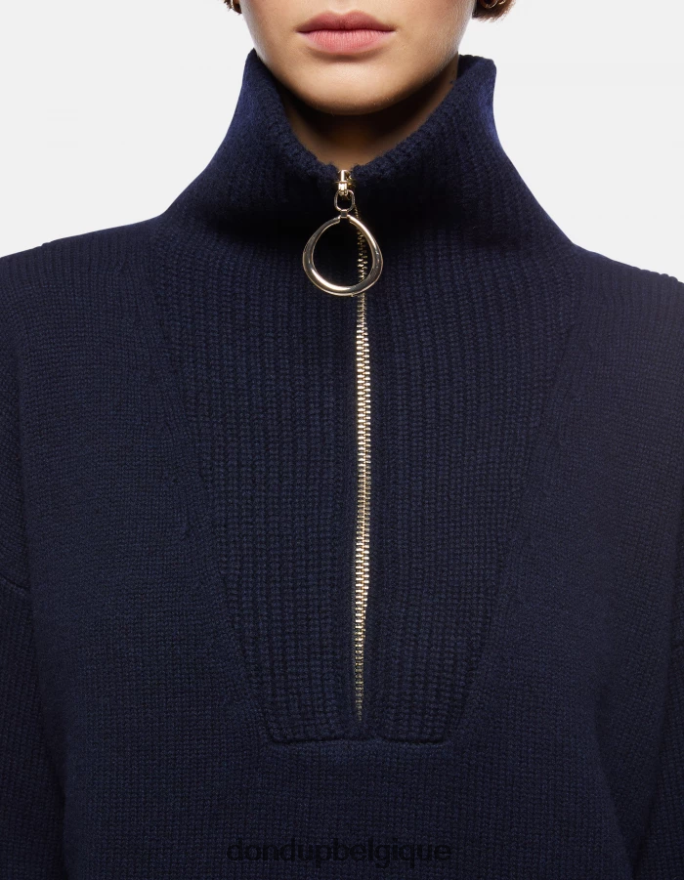femmes vêtements DONDUP bleu marine pull oversize en laine à col polo 8826D0336