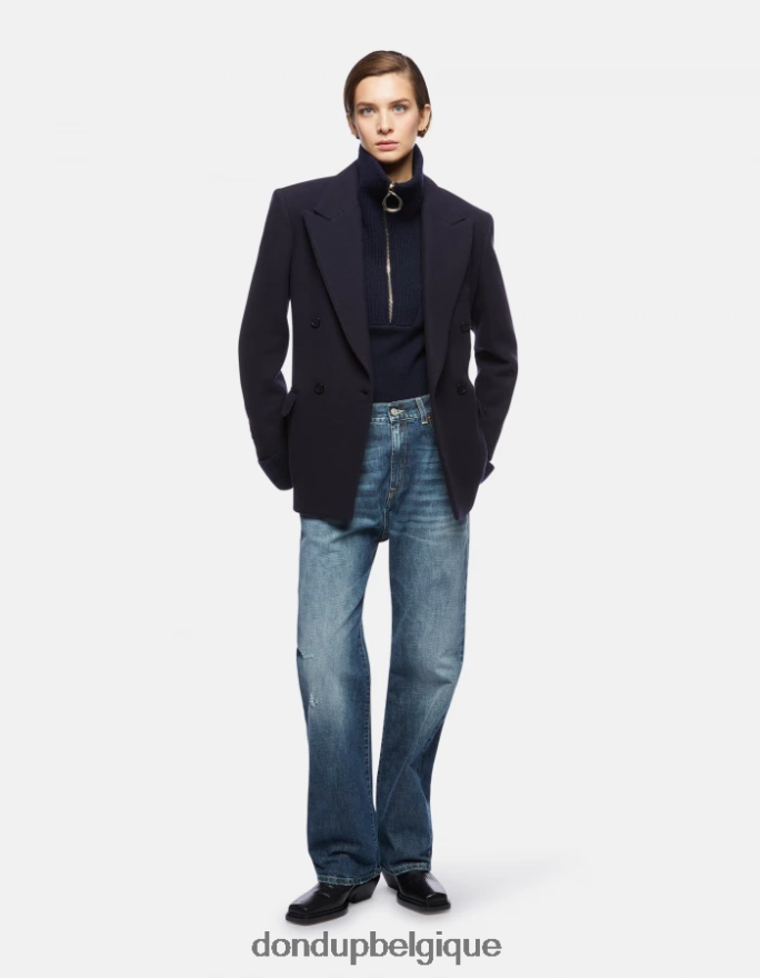 femmes vêtements DONDUP bleu marine pull oversize en laine à col polo 8826D0336