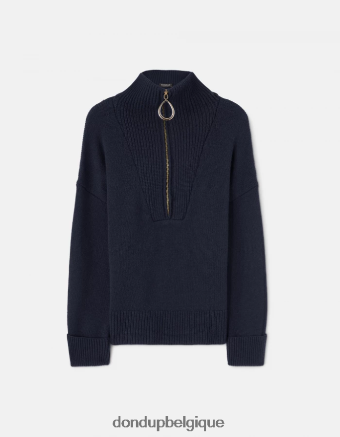femmes vêtements DONDUP bleu marine pull oversize en laine à col polo 8826D0336