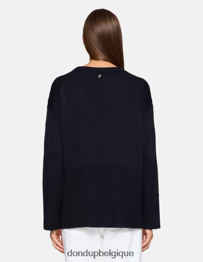femmes vêtements DONDUP bleu marine pull à col rond en laine 8826D0297