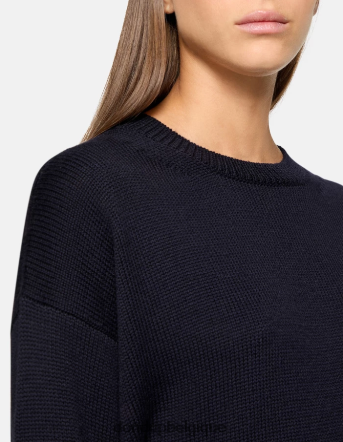 femmes vêtements DONDUP bleu marine pull à col rond en laine 8826D0297