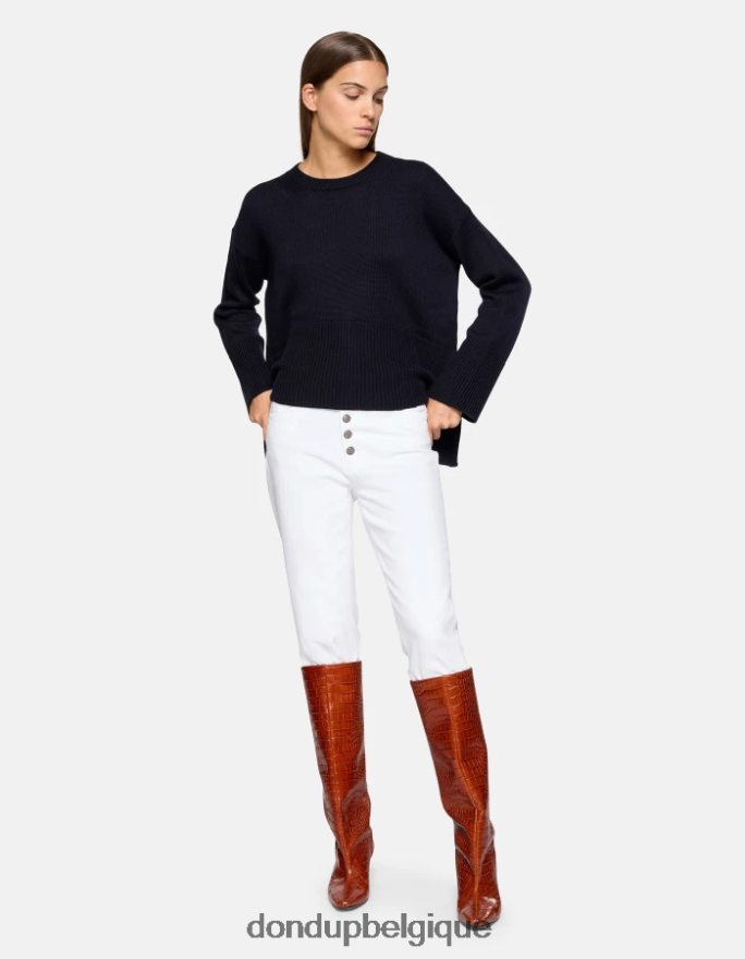 femmes vêtements DONDUP bleu marine pull à col rond en laine 8826D0297