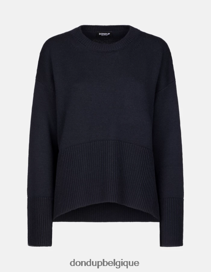 femmes vêtements DONDUP bleu marine pull à col rond en laine 8826D0297