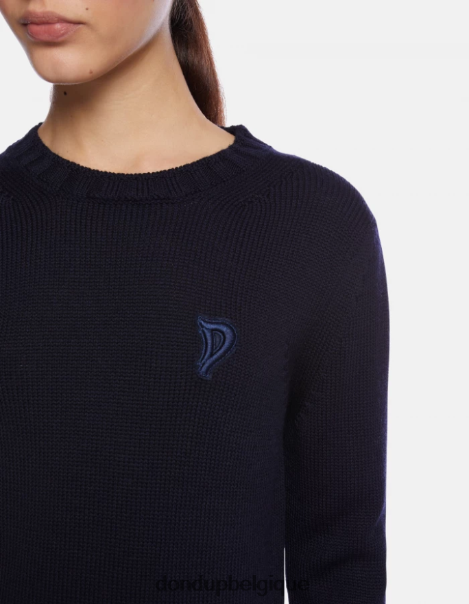femmes vêtements DONDUP bleu marine pull à col rond en laine 8826D0334