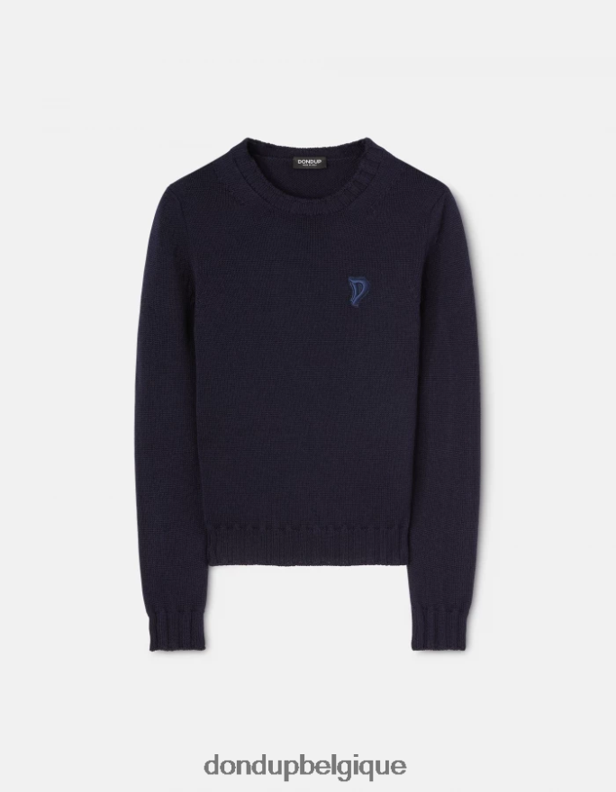 femmes vêtements DONDUP bleu marine pull à col rond en laine 8826D0334