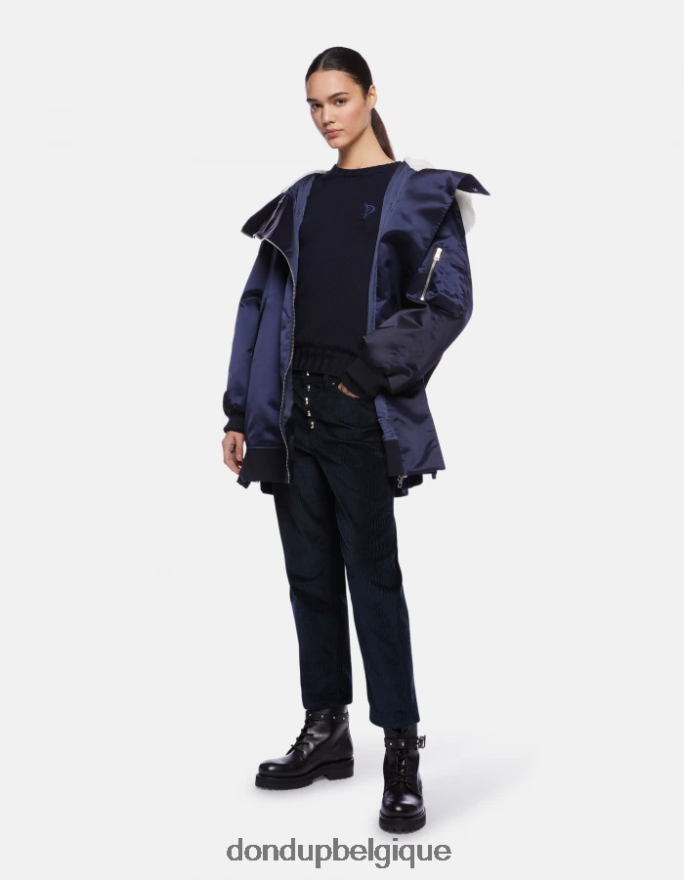 femmes vêtements DONDUP bleu marine pull à col rond en laine 8826D0334