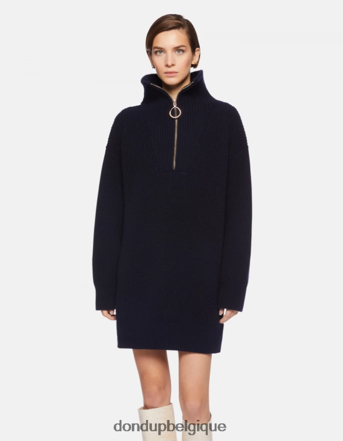 femmes vêtements DONDUP bleu marine robe courte en laine 8826D0276