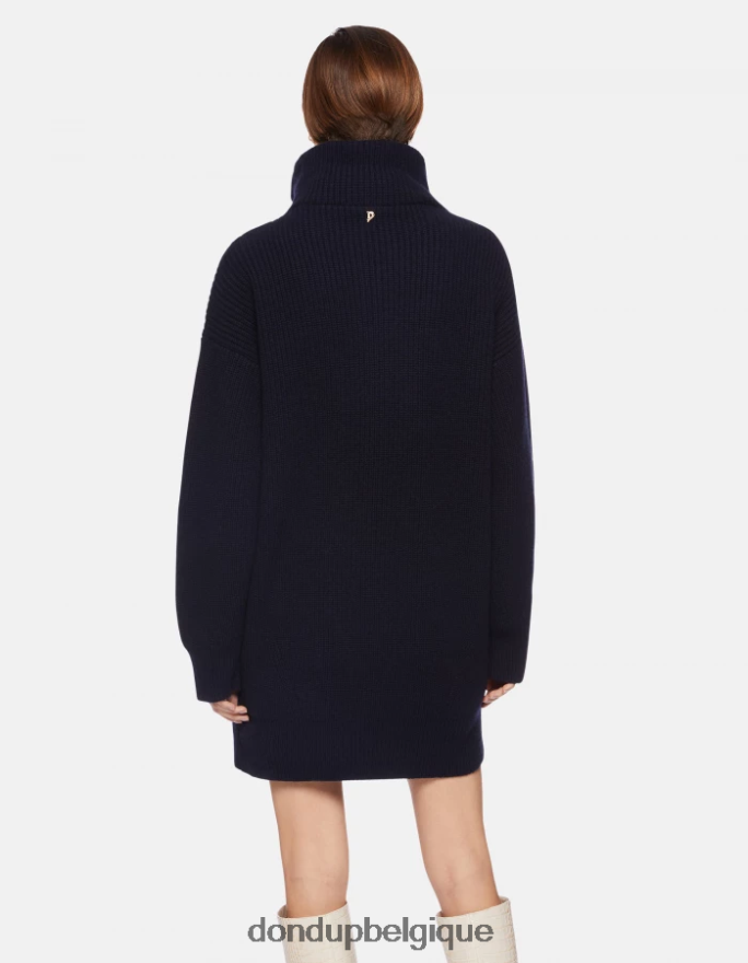 femmes vêtements DONDUP bleu marine robe courte en laine 8826D0276
