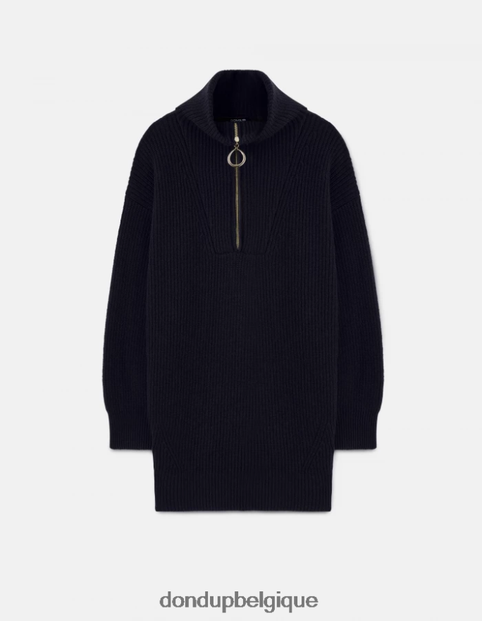 femmes vêtements DONDUP bleu marine robe courte en laine 8826D0276
