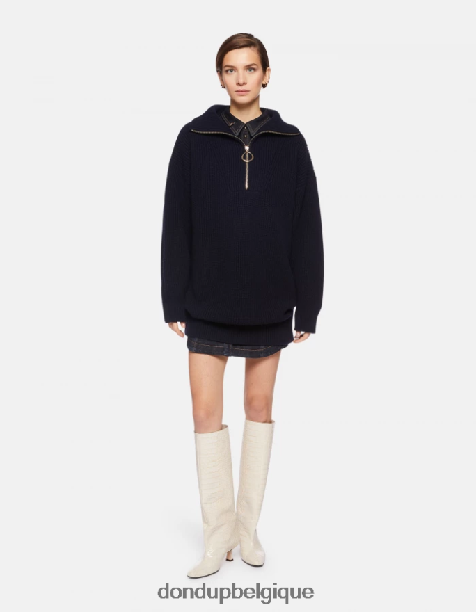femmes vêtements DONDUP bleu marine robe courte en laine 8826D0276