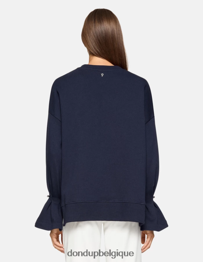 femmes vêtements DONDUP bleu marine sweat-shirt coupe classique à col rond 8826D0426