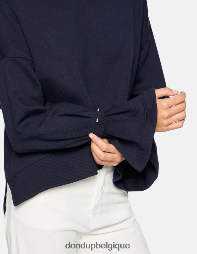 femmes vêtements DONDUP bleu marine sweat-shirt coupe classique à col rond 8826D0426