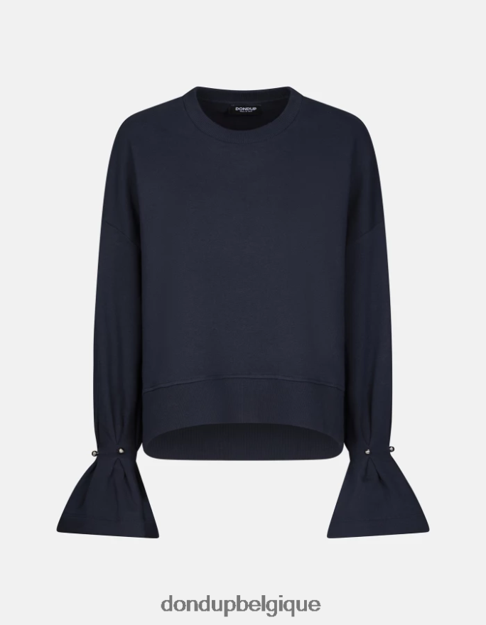 femmes vêtements DONDUP bleu marine sweat-shirt coupe classique à col rond 8826D0426
