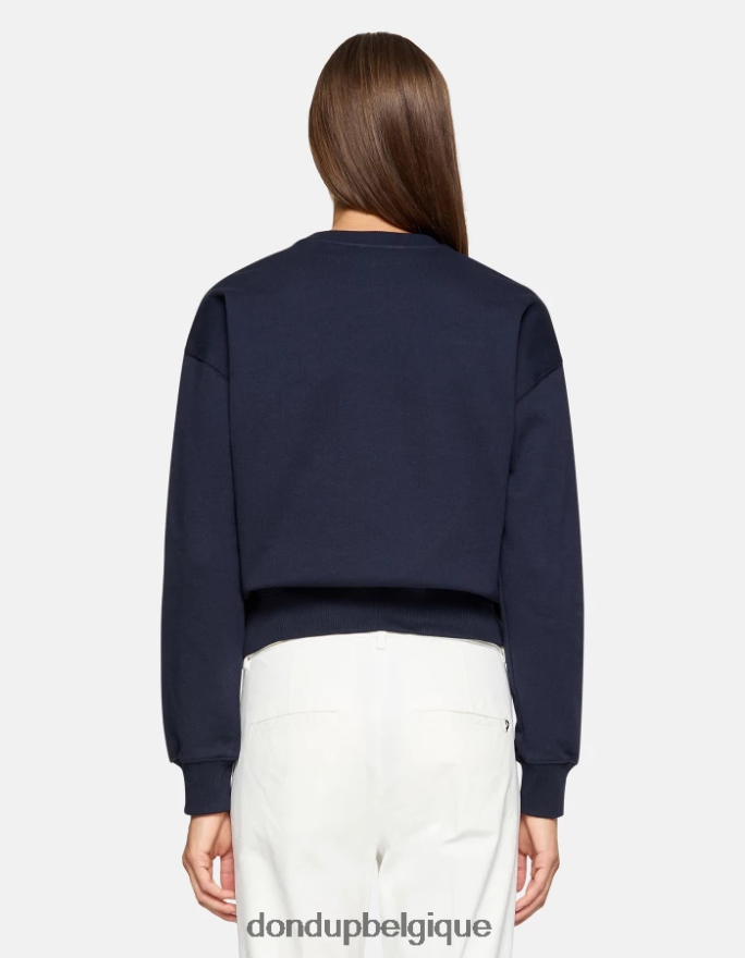 femmes vêtements DONDUP bleu marine sweat-shirt coupe classique à col rond 8826D0433