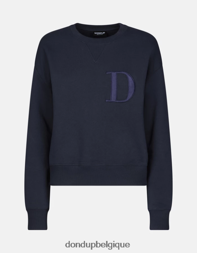 femmes vêtements DONDUP bleu marine sweat-shirt coupe classique à col rond 8826D0433