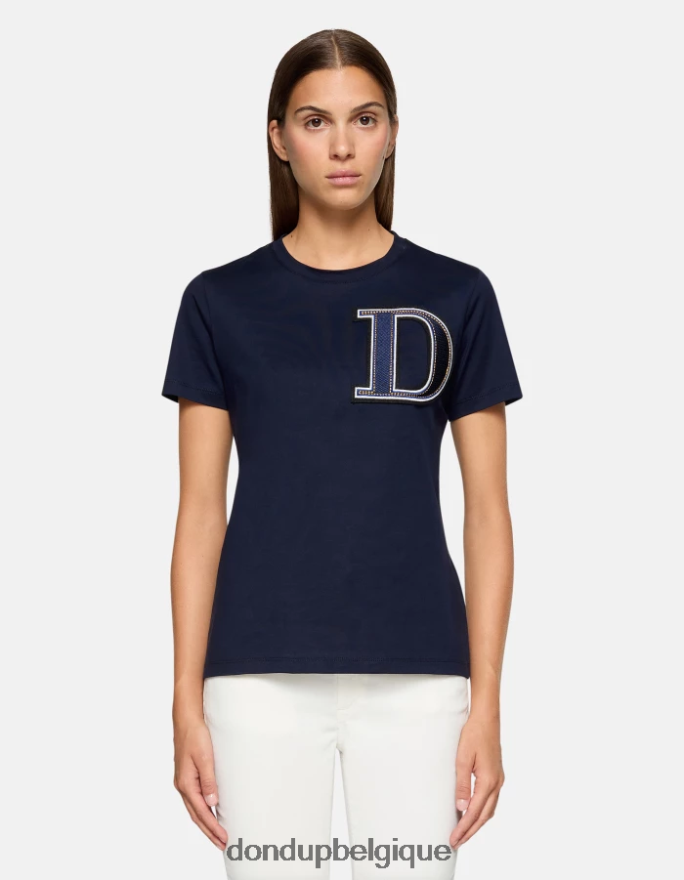 femmes vêtements DONDUP bleu marine t-shirt coupe classique 8826D0416
